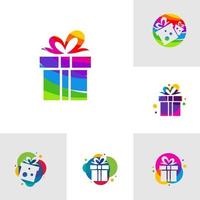 conjunto de vectores de diseño de plantilla de símbolo de logotipo de tienda de regalos coloridos, emblema, concepto de diseño, símbolo creativo, icono