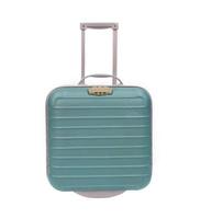 blue modern travel suitcase isolated on white photo