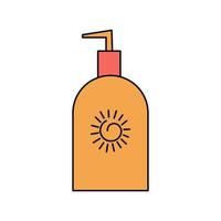 Summer sunscreen, body lotion. Protection from the sun and UVB, uva rays. Simple illustration isolated on white background. Summer icon vector