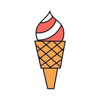 Doodle style ice cream. Summer icy sweet dessert. Simple illustration isolated on white background. Summer icon vector