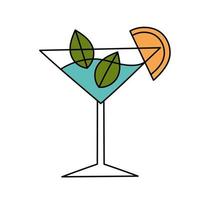 Fruit cocktail with ice. Simple illustration. Summer icon vector