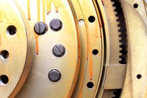 close up view of gears from  mechanism photo