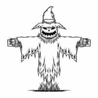 Halloween pumpkin scarecrow vector