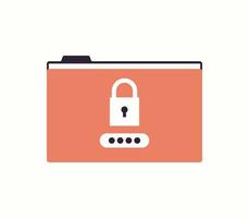 Hacker padlock password folder sensitive data and locked privacy information database concept flat vector illustration.
