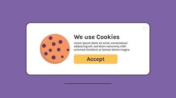 protección de la información de datos personales cookie y página web de Internet utilizamos el concepto de política de cookies ilustración vectorial plana. vector