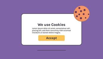 protección de la información de datos personales cookie y página web de Internet utilizamos el concepto de política de cookies ilustración vectorial plana. vector