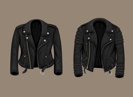 chaqueta de cuero hombre y mujer moda colección conjunto ilustración vector