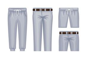 Grey Pant Long and Short fashion collection set illustration vector