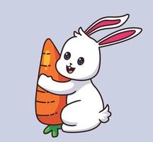 rabbit eating a carrot cartoon illustration vector