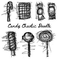 Monochrome Candy Hand Drawing Chaotic Lines Doodles vector