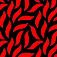 Abstract wrapped seamless pattern. Simple red shape texture on black background. Doodle fabric print template. Design with leaves. vector