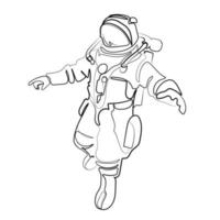 astronauta una línea continua de dibujo vectorial ilustración simple.concepto de descubrimiento del cosmos espacial. diseño gráfico de dibujo dinámico de una sola línea para diferentes usos, boceto en blanco y negro vector