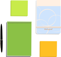 Stationery set of two notepads one them in green and light blue with a colored sticky png