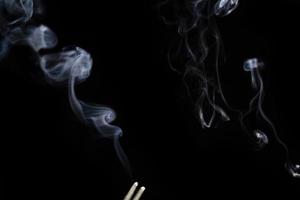 White smoke on black background for layer overlay effect. A realistic smoke or fog effect for photo and video manipulation effect and mystery design theme