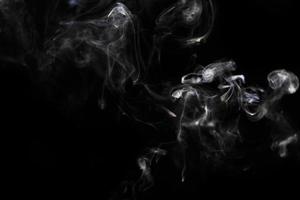 White smoke on black background for layer overlay effect. A realistic smoke or fog effect for photo and video manipulation effect and mystery design theme