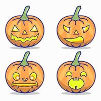 set of isolated pumpkins on white background vector