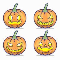 set of isolated pumpkins on white background vector