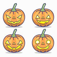 set of isolated pumpkins on white background vector