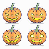 set of isolated pumpkins on white background vector