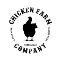hen chicken logo, retro style with illustration vector inspiration for farm company