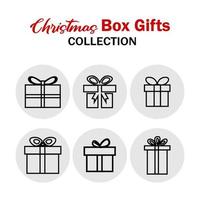 Christmas and Winter icon gift box collection - vector outline