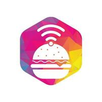 Wifi burger logo design vector icon. Hamburger and WiFi signal symbol or icon.