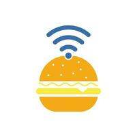 Wifi burger logo design vector icon. Hamburger and WiFi signal symbol or icon.