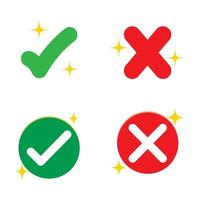 Set of tick check mark icons. Sign and symbol vector