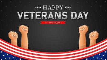 fondo del día de los veteranos, pancarta, tarjeta de felicitación y pancarta con bandera estadounidense y estrellas vector