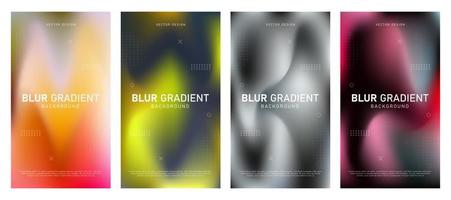 Abstract gradient fluid liquid cover template. Set of modern poster with vibrant graphic color, hologram, dot pattern. Minimal style design for flyer brochure, background, wallpaper, banner. vector