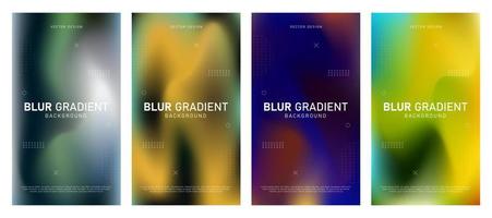 Abstract gradient fluid liquid cover template. Set of modern poster with vibrant graphic color, hologram, dot pattern. Minimal style design for flyer brochure, background, wallpaper, banner. vector