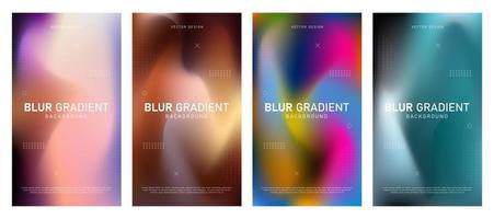 Abstract gradient fluid liquid cover template. Set of modern poster with vibrant graphic color, hologram, dot pattern. Minimal style design for flyer brochure, background, wallpaper, banner. vector