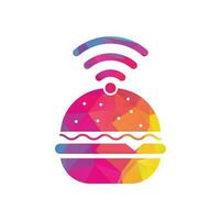 Wifi burger logo design vector icon. Hamburger and WiFi signal symbol or icon.