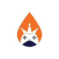 Game King drop shape concept Logo Icon Design. Game Crown Joystick Icon Logo Template. vector