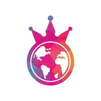 King Planet Vector Logo Design. Globe King Logo Icon Design.