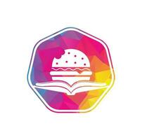 Burger book logo design vector. Books and Burger Cafe Logo Isolated Vector