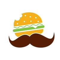 vector de icono de logotipo de hamburguesa de bigote. hamburguesa con concepto de logotipo de icono de bigote.