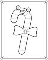 Kawaii candy canes suitable for children's coloring page vector illustration