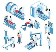 Isometric Ultrasound Xray Scan Diagnostic Icon Set vector