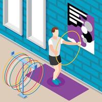 fitness en gimnasio fondo isométrico vector