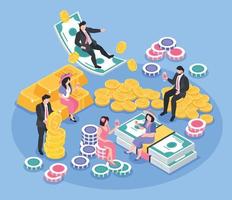 Rich People Isometric Composition vector