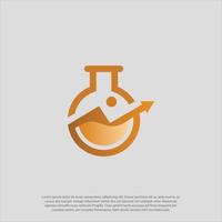 Business or market Labs Stats Logo Design Template combining lab bottle and statistic up trend vector