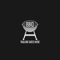 barbecue logo with bbq logotype and fire concept in combination with spatula vector