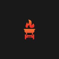 barbecue logo with bbq logotype and fire concept in combination with spatula vector