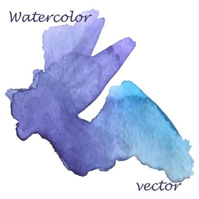 spot of watercolor texture with smoothly shifting shades from blue to purple. background with brush strokes.  design element. Abstract aquamarine spots, drops