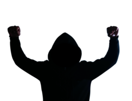 man wearing jacket hoodie in anonymous hacker theme. png