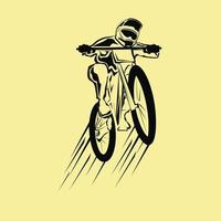 down hill bicycle mountain bike vector on yellow background