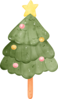 lindo pino navideño de acuarela con estrella