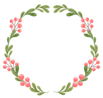 ilustración de acuarela de marco de círculo de corona de navidad png