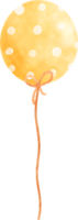 aquarela de balão amarelo com ilustração de roupão e laço de fita png